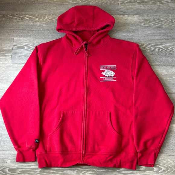 Vintage University New Mexico Lobos Full Zip Hoodie JanSport Red College Medium - Picture 1 of 7